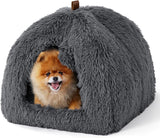 BEDSURE Katzenbett große Katzen Katzenhöhle- 44x44x44 cm Plüsch Katzenhaus Indoor mit abnehmbarem Katzenkissen en ophangen Spielzeug, Katzen Bettchen waschbar, dunkelgrau