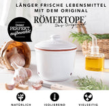 Römertopf Vershoudpot MINI 0,6 liter - Keramische knoflookpot - Ademende klei houdt groenten langer vers - Ideale luchtcirculatie - Wit Voedselbewaardozen Naty Shop