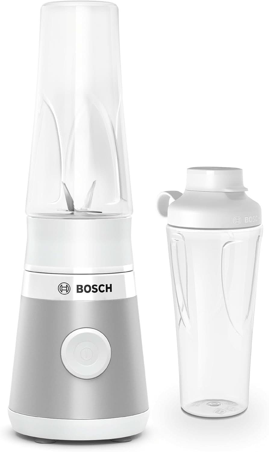 Bosch Mini-Standmixer Vitapower Serie 2 MMB2111S, Highspeed-Mixer, Bis Zu 40.000 Rpm, Tritan Togo-Flasche 0,6 L, Trinkdeckel, Bruchsicher, Spülmasch.Geeignete Teile, 450W, Zilver/Schwarz Keuken Naty Shop Single Zilver / Weiß