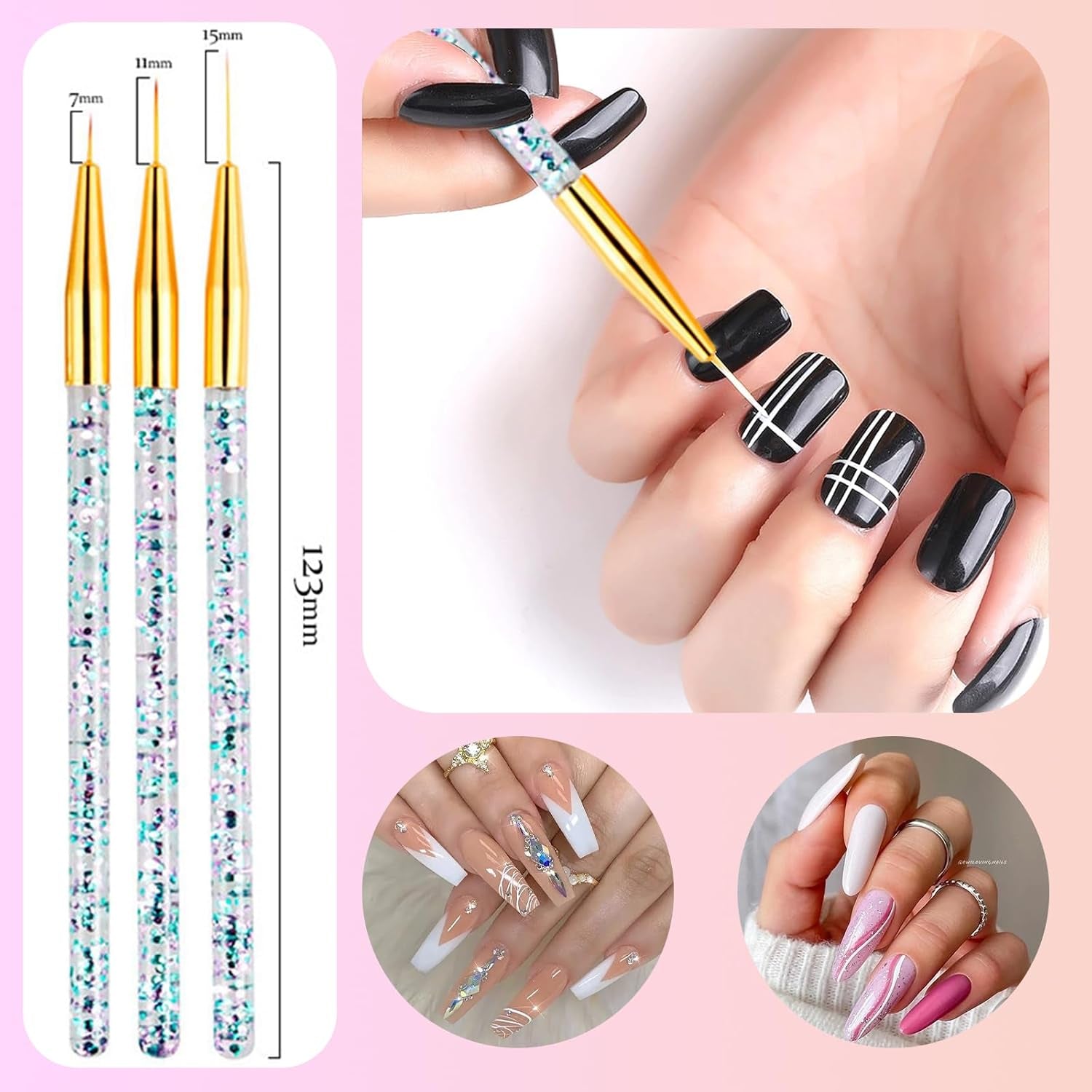 31 Stück Professionelle Nagel Pinsel Set, Dual-Ended Nagelpinsel, Pinsel Für Gelnägel, Acryl Nail Art Pen, Nail Art Dotting Tools, Nagelborstel voor DIY Nagelkunst Salon Design