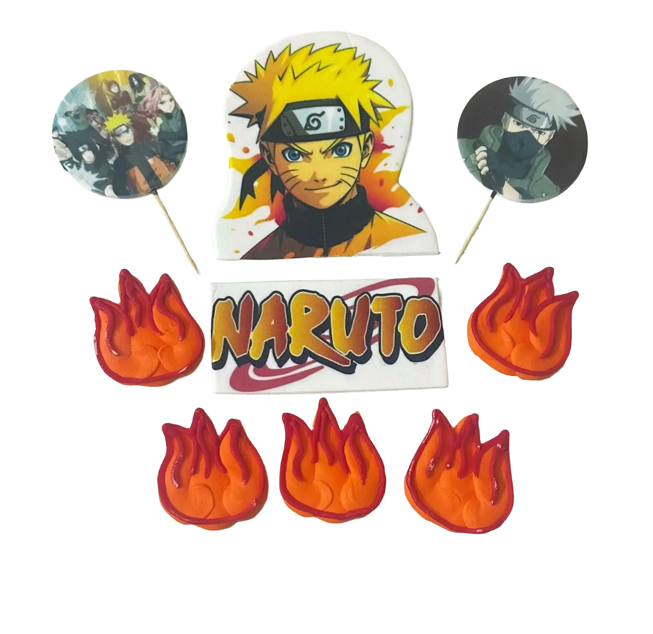 Naruto eetbare decoratieset - 9 elementen met Naruto-motieven voor het versieren van taarten