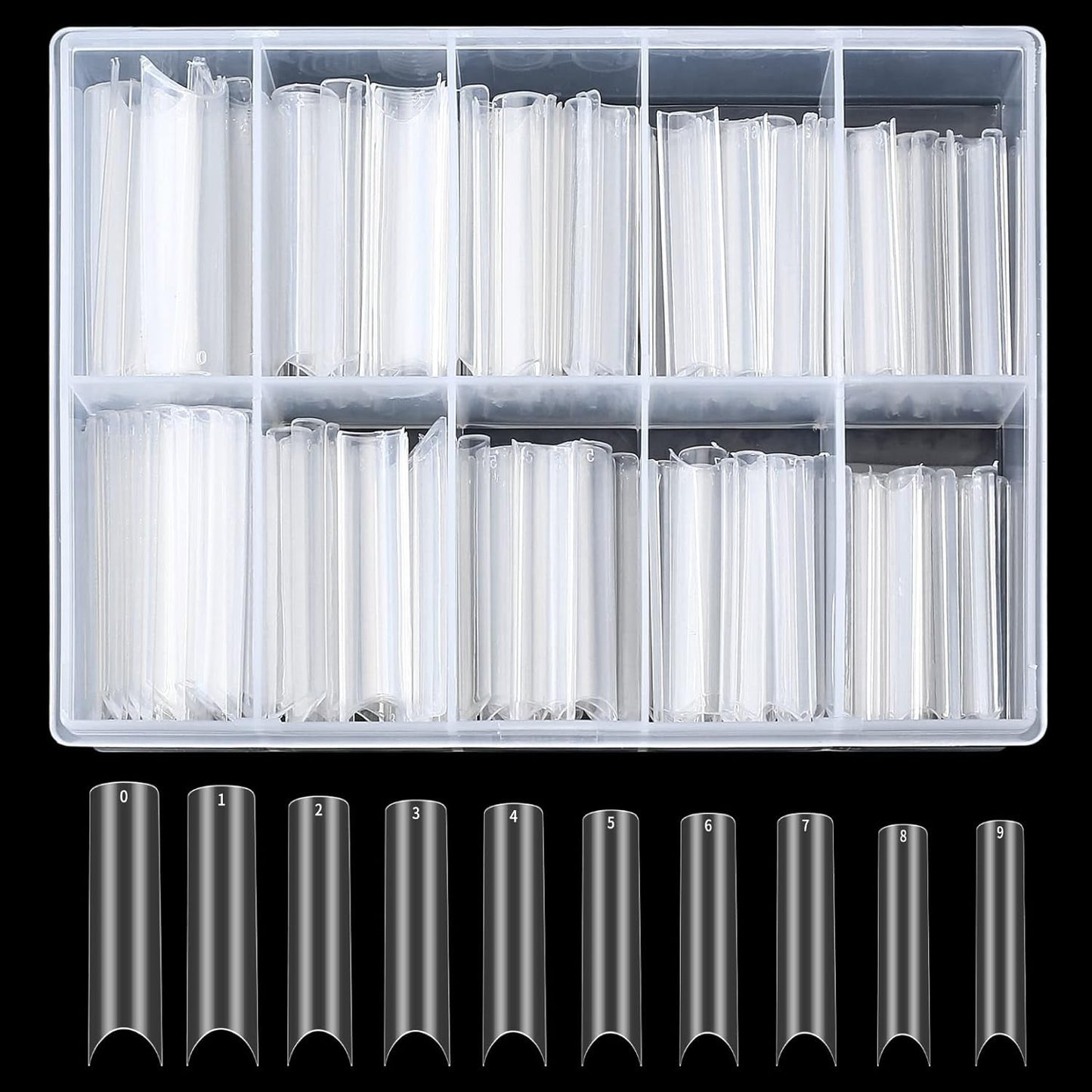 200 stuks valse nageltips, acryl kunstmatige nageltips, Franse valse nageltips, extra lange rechte vierkante duidelijke valse nageltips voor doe-het-zelf nagelsalons