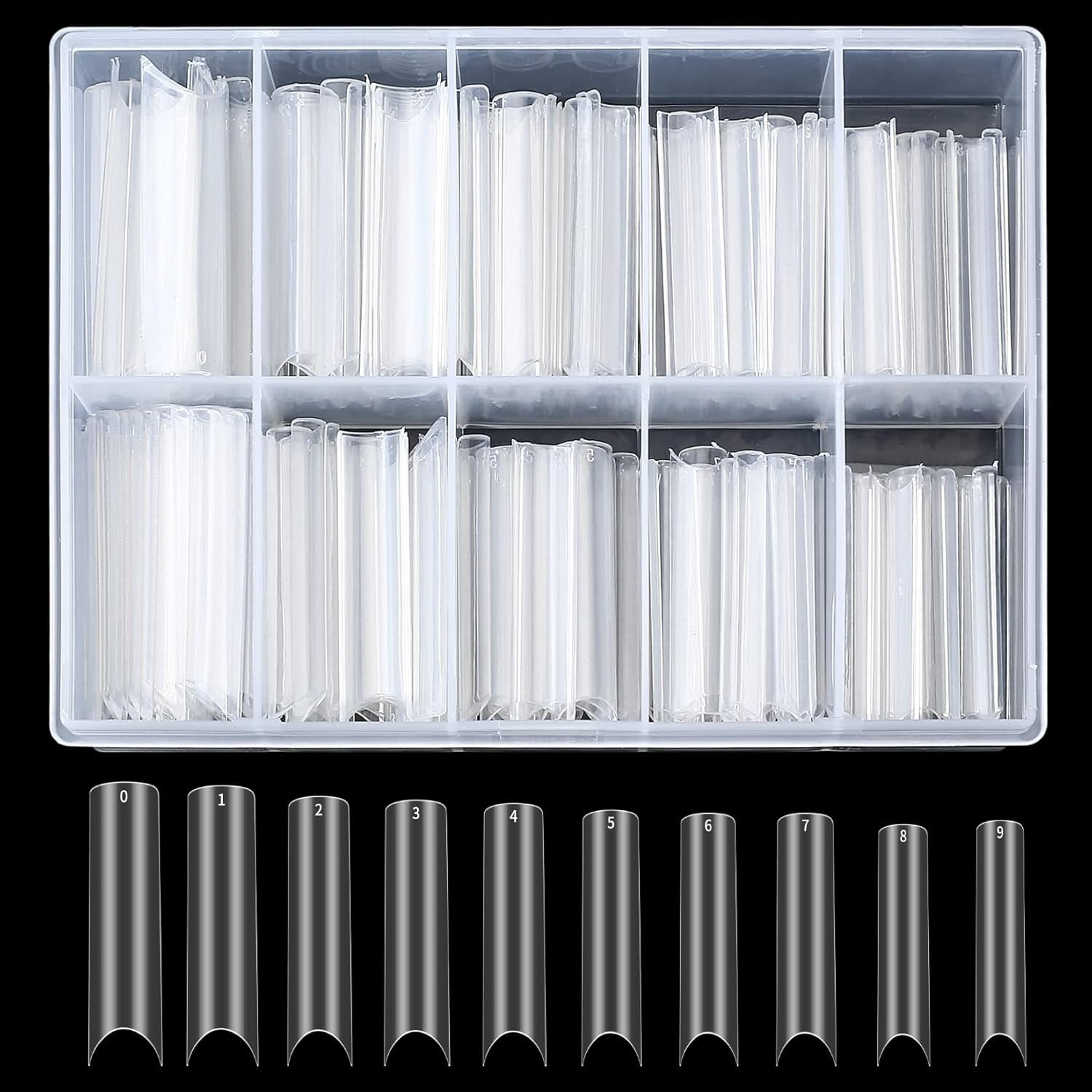 200 stuks valse nageltips, acryl kunstmatige nageltips, Franse valse nageltips, extra lange rechte vierkante duidelijke valse nageltips voor doe-het-zelf nagelsalons
