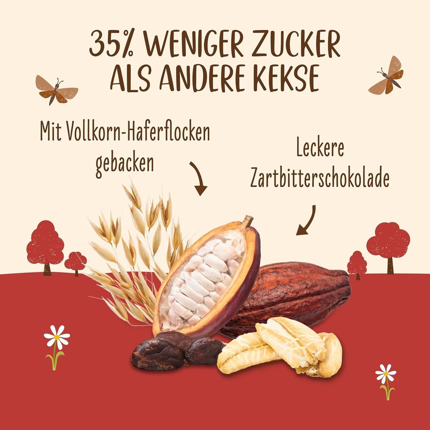 Koekjes met haver en biologische chocolade Allos | Krokant volkoren chocoladekoekje | Zoeten met honing 6 x 130 g