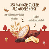 Koekjes met haver en biologische chocolade Allos | Krokant volkoren chocoladekoekje | Zoeten met honing 6 x 130 g