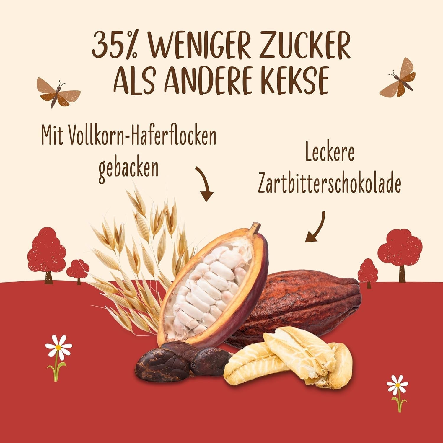 Koekjes met haver en biologische chocolade Allos | Krokant volkoren chocoladekoekje | Zoeten met honing 6 x 130 g