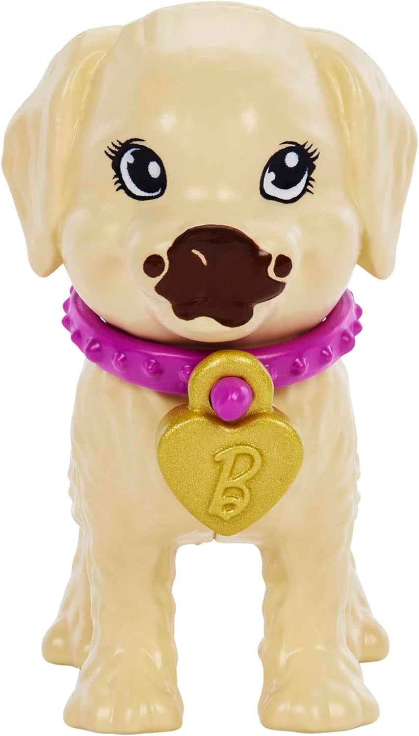 Adoptie Barbie Puppy - Pop en 2 puppy's, met adoptiecertificaten, kleurwisseleffect, kooi en accessoires, voor kinderen van 3 jaar en ouder, HKD 86
