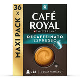 Café Royal Espresso Decaffeinato – Nespresso®-compatibele koffiecapsules, 100% Arabica, Intensität 6/12, Rainforest Alliance, cafeïnevrij, 36 capsules