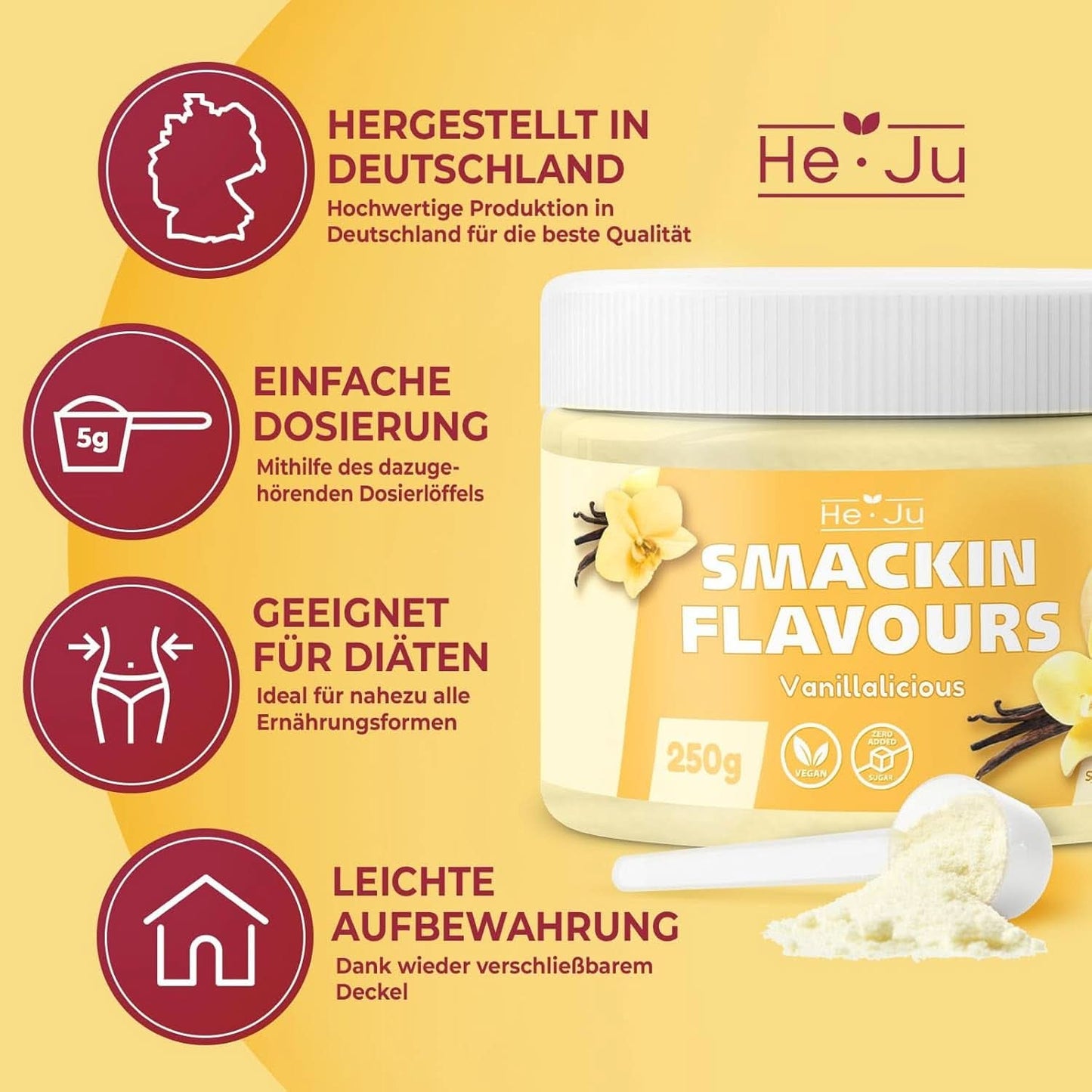He-Ju, Poeder met vanillesmaak, 250 gram Aromas Naty Shop