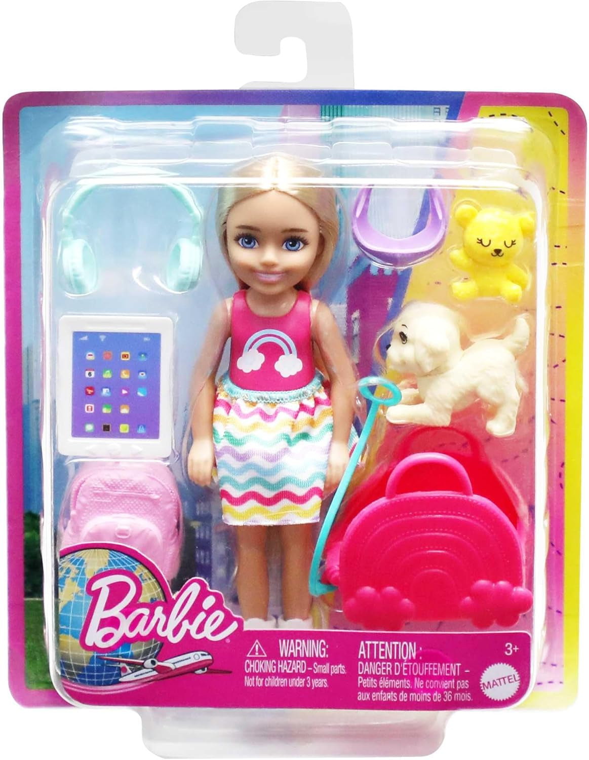 Barbie Speelgoed Chelsea pop en accessoires Hondenreisset 6-delig inclusief hondenstandaard HJY17 Naty Shop-poppen
