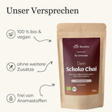 BIO Schoko Chai kruidenthee zonder suiker, met cacaopeulen, kaneel, zoethout en andere aromatische Chai-kruiden, 100 g