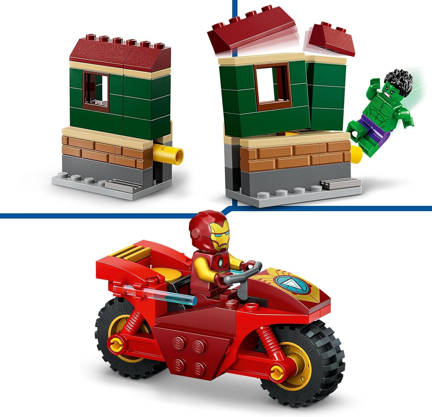 LEGO Marvel Iron Man met fiets en Hulk, superheldenbouwspeelgoed voor kinderen, verzamelset met fiets en minifiguren, cadeau voor meisjes en jongens vanaf 4 jaar 76287 Bouwsets Besuche in LEGO-Store