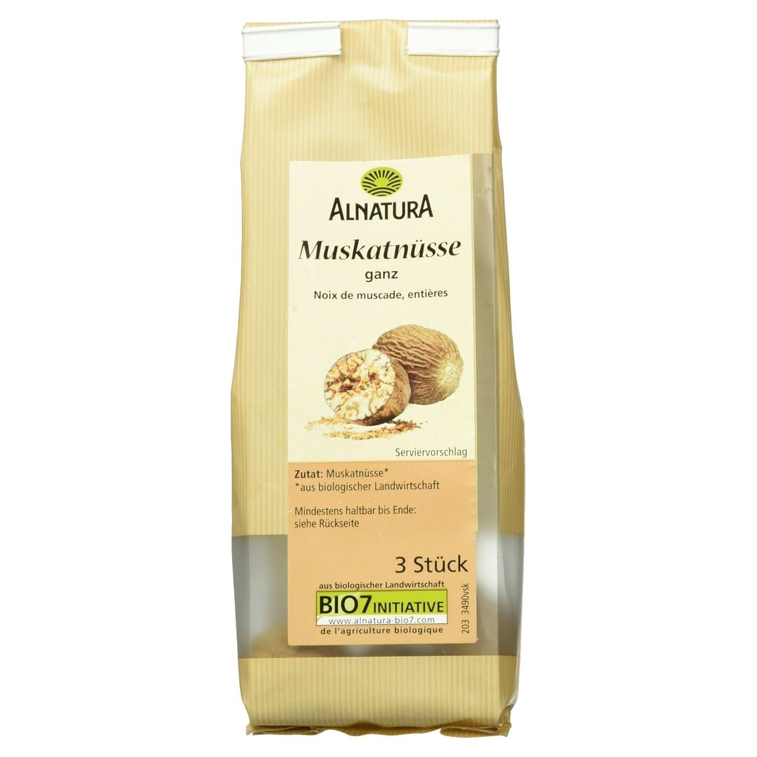 Hele Biologische Nootmuskaat 3 Stuks Naty Shop Kruiden