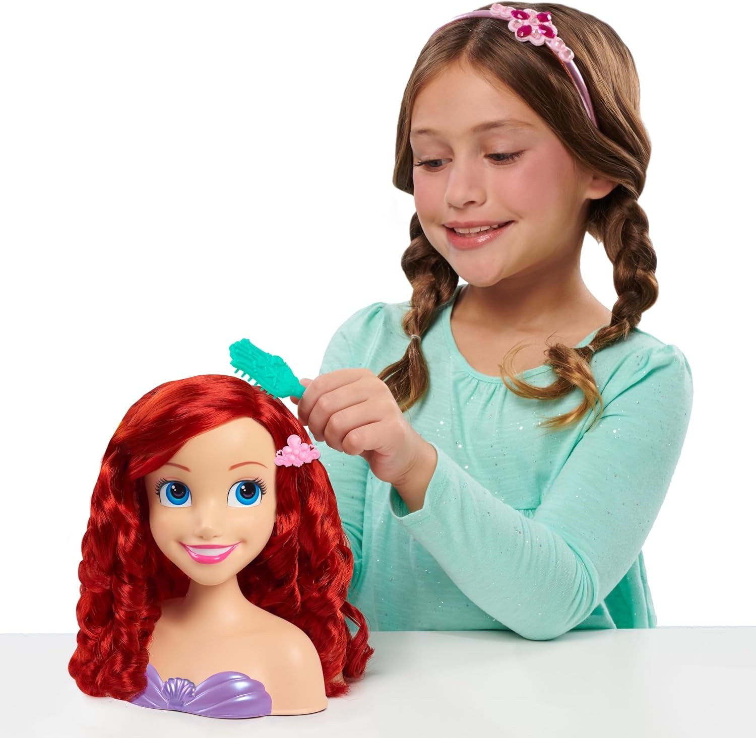 Ariel Just Play Disney Princess Haarhoofd 20 cm met accessoires 7-delige set Rood haarspeelgoed voor kinderen vanaf 3 jaar