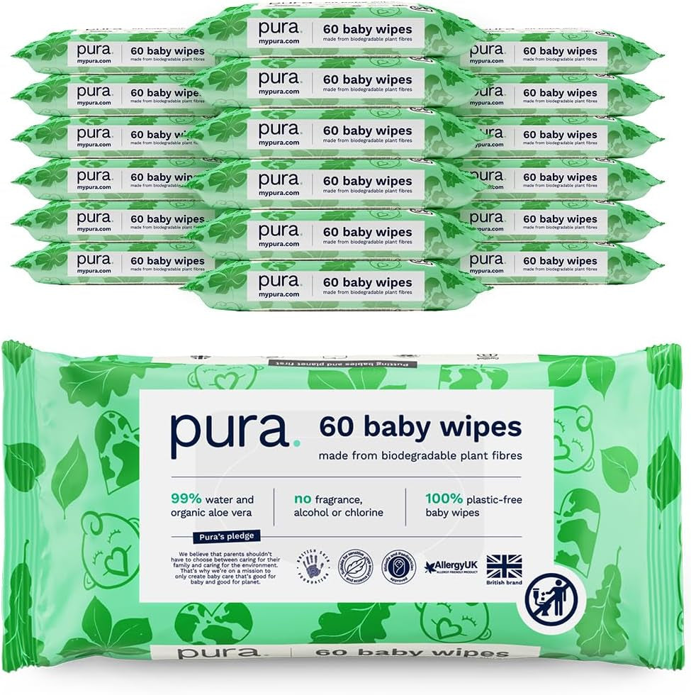 Eco-vriendelijke wegwerp-babydoekjes voor de gevoelige babyhuid 70 doekjes (1 pak) 99% water 100% plasticvrij voor gevoelige huid Eczeemgevoelige pasgeborenen Biologisch afbreekbaar Veganistisch