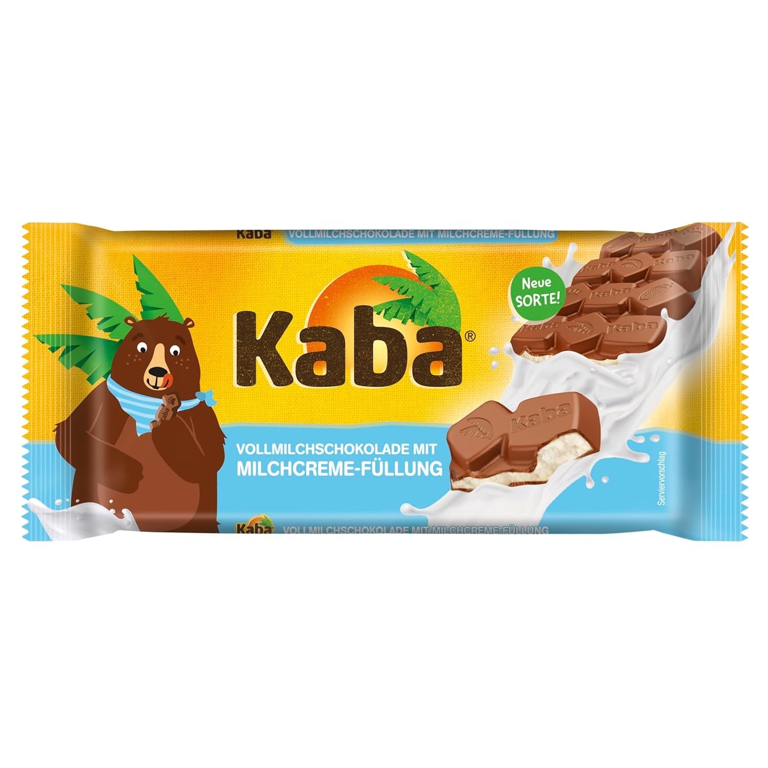 Kaba volle melk- en melkroomchocolade, gevulde chocoladereep, reep van 90 g, smeltende chocolade met lichte melkroom en originele Kaba-smaak
