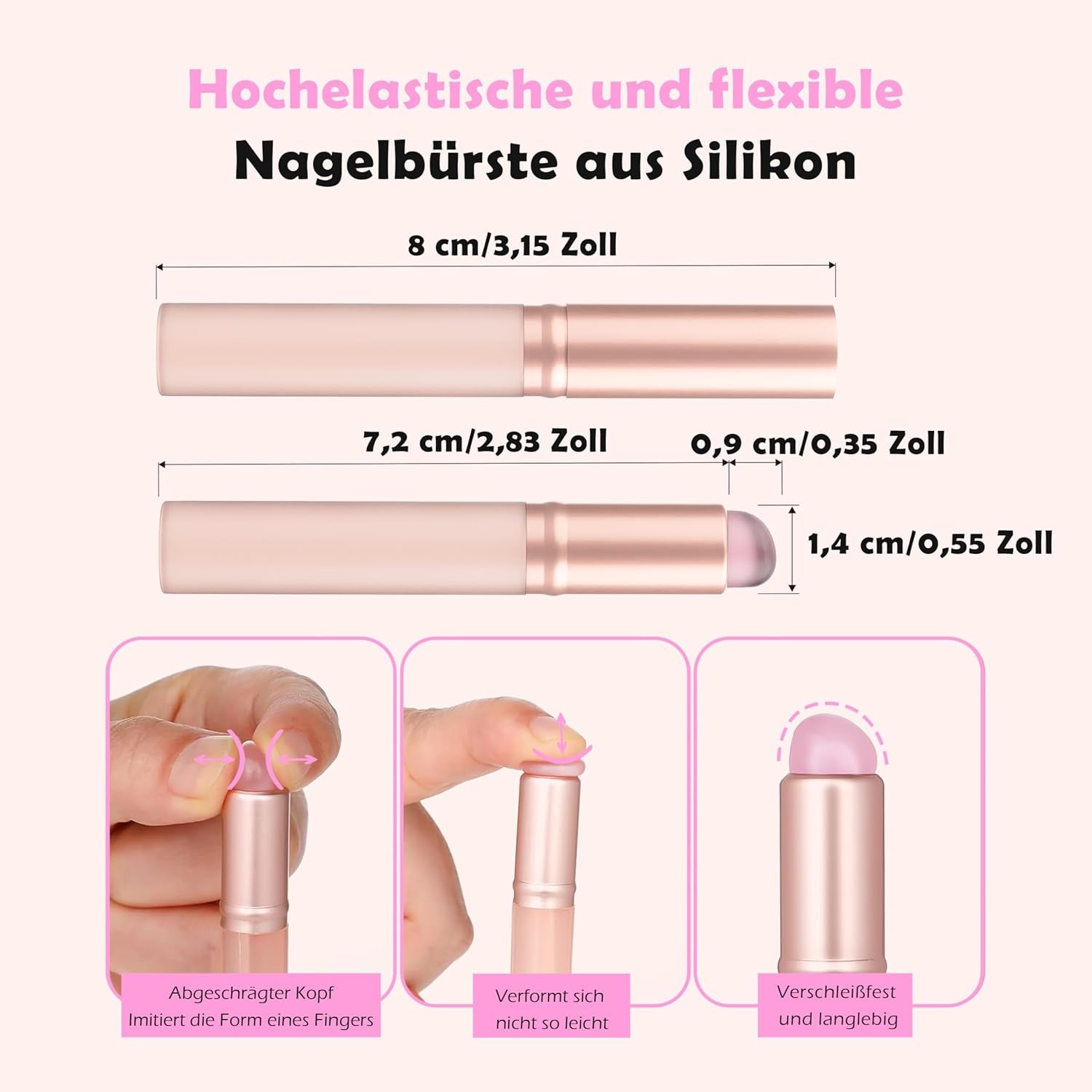 Aokitec 14 Stück Silikon Tool Nägel Pinsel voor Gel Nailack UV, Wiederwendbare Gel Pinsel voor UV Nailack Chrome Nail Powder, Nail Art Zubehör Für Ombre Blush Mirror Effekt, Nägel Selber Machen