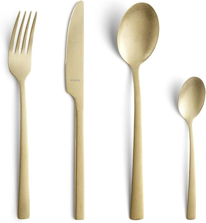 Amefa MANILLE Bestekset 16-delig, PVD-coating, roestvrij staal, 13/0 stalen mes, 18/0 roestvrij staal Naty Shop
