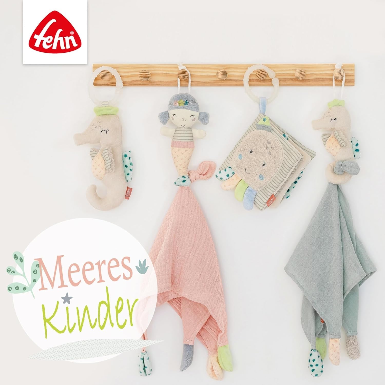 Fehn octopus speelgoed ringbel - rammelaar, piep, voel motoriek speelgoed - knuffel voor baby's met zachte stof - speelgoed voor baby's en peuters vanaf 0+ maanden Babyspeelgoed Naty Shop