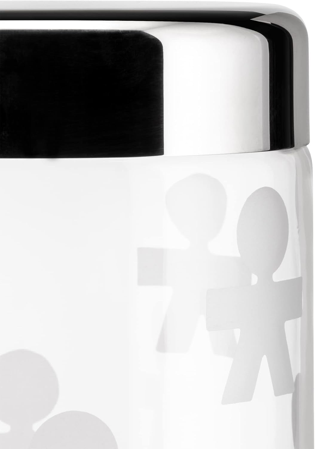 Alessi AKK37 GIROTONDO Glazen keukenpot met opdruk en verzegelde roestvrijstalen deksel, L 21,6 cm, H 10,5 cm Voedselbewaardozen Naty Shop