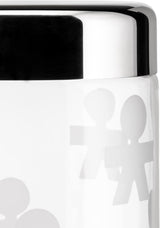 Alessi AKK37 GIROTONDO Glazen keukenpot met opdruk en verzegelde roestvrijstalen deksel, L 21,6 cm, H 10,5 cm Voedselbewaardozen Naty Shop