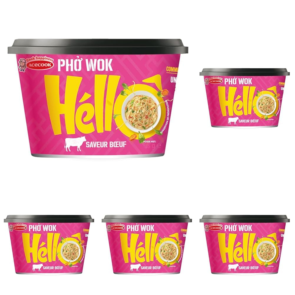 HELLO PHO WOK instant rijstnoedels, rundvlees - 1 x 76 g