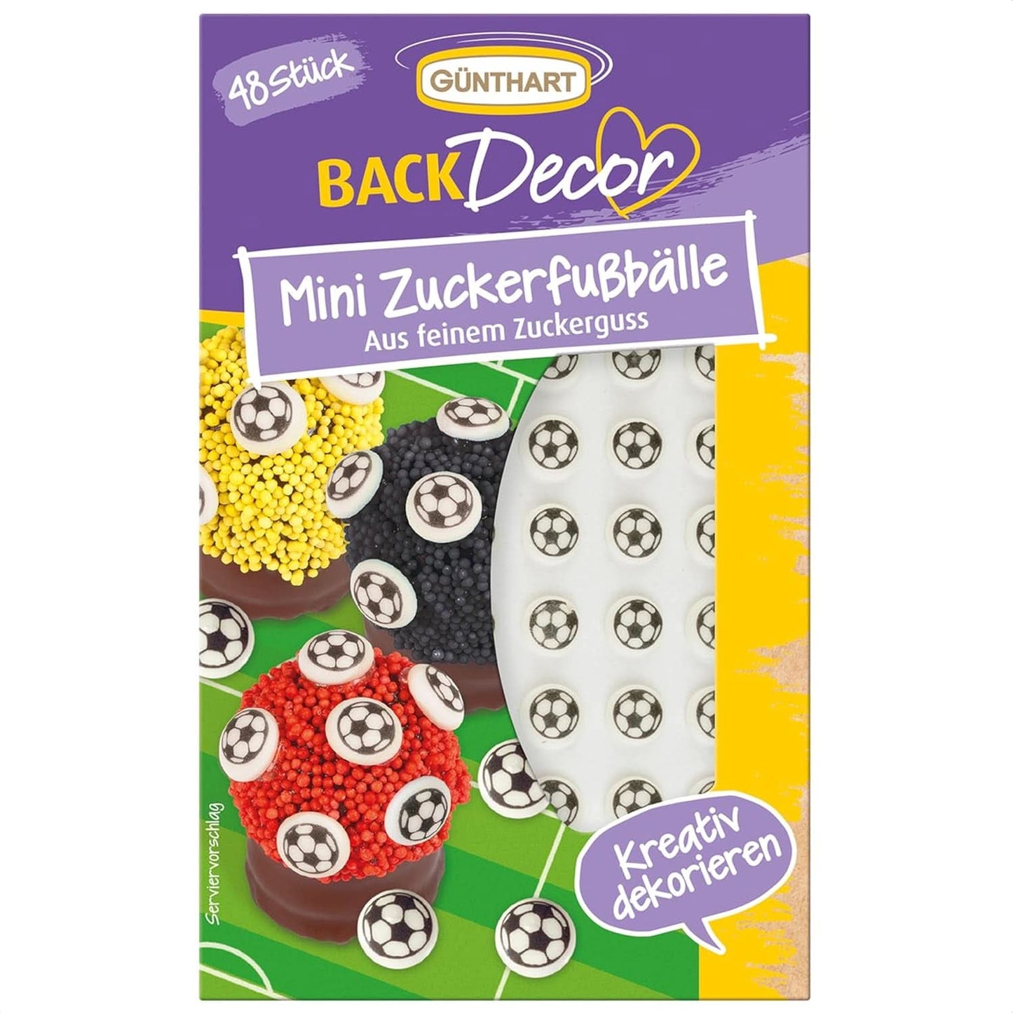 Günthart Backdecor 12 suikervoetballers en voetballen, 21 gram Naty Shop suikervoetballen