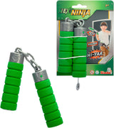 Ninja Nunchaku, geluid, handvat omwikkeld met zacht materiaal, 13cm, rollenspel, vanaf 3 jaar, groen Actiefiguren Naty Shop