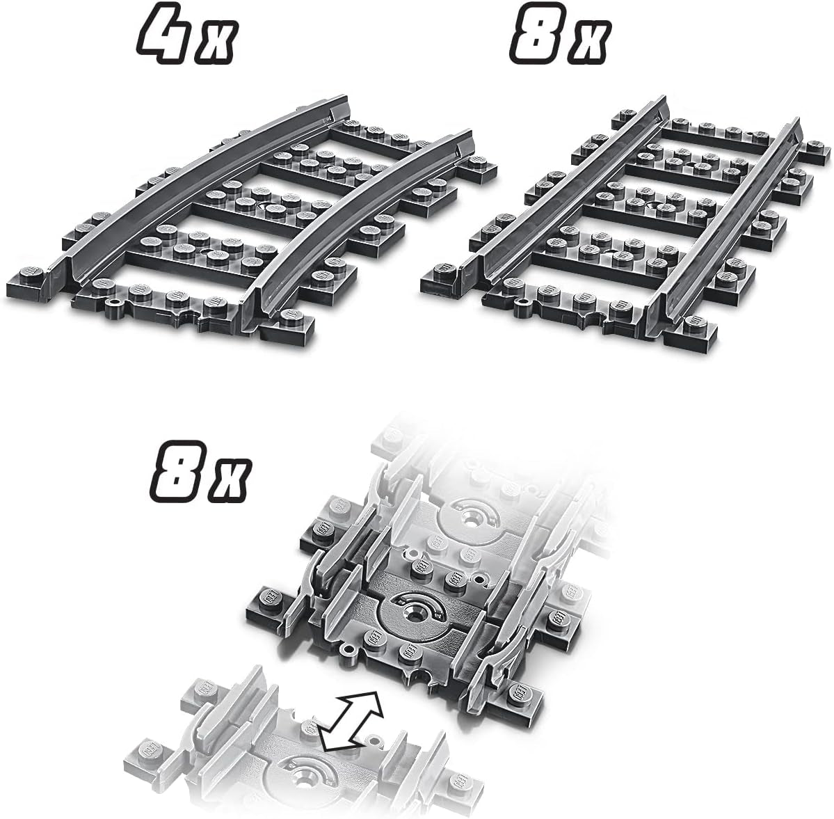 LEGO 60205 Stadsrails 20-delige uitbreidingsset voor kinderen, jongens en meisjes Speelgoedset Bouwsets Besuche in LEGO-Store