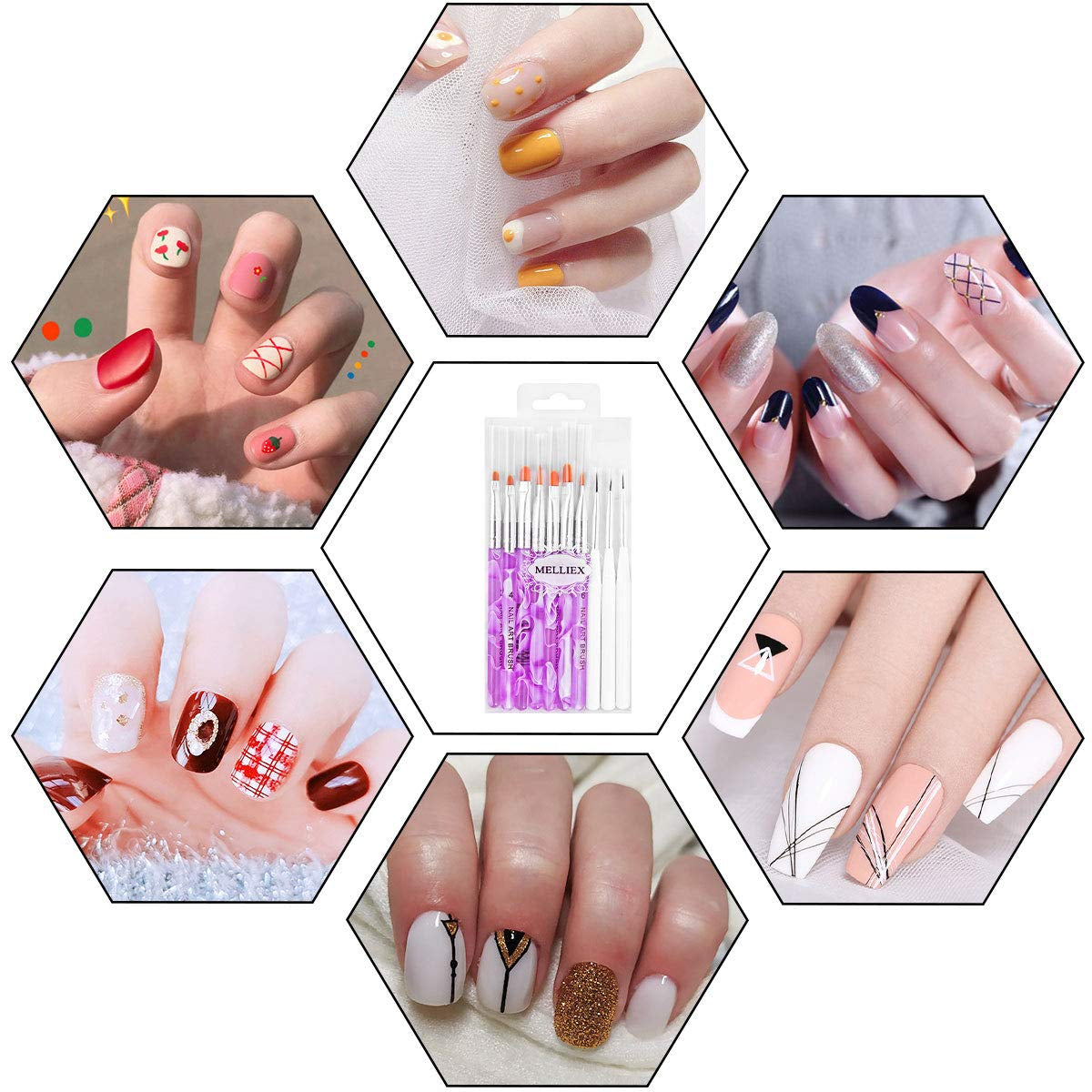 Nagel Pinsel Set, 10-Teilig Gelnägel Pinsel Nagellackstift Acrylpinsel voor UV Gel Nägel Acrylfingernägel Nailart Maniküre Nageldesign Zubehör