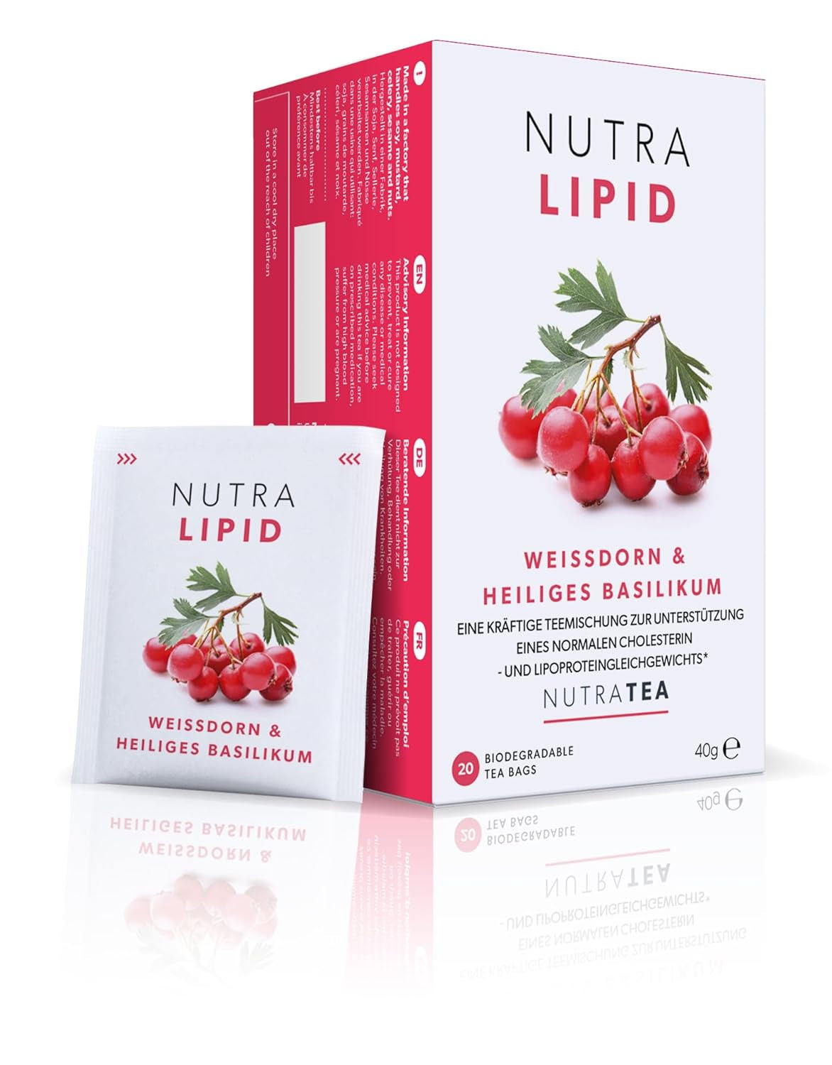 Nutra Thee NUTRALIPID, bloedsuikerbalancerende thee Helpt de bloedsuikerspiegel op peil te houden, Afslankthee Verbetert de stofwisseling en kan de eetlust onderdrukken, 20 herbruikbare theezakjes