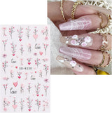 JMEOWIO 3D Nagelsticker Blumen Nail Art Sticker Selbstklebend Nagelaufkleber 5D Stereoskopisch Frühling Zomer Decoratie Nageldesign Zubehör 4 Blatt