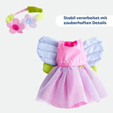 HABA Fee Magische Poppenkleertjes - 2-delige set voor poppen van 18 maanden en ouder (30 cm) - Tule jurk met vleugels, inclusief bloemenhaarband - 1306243001
