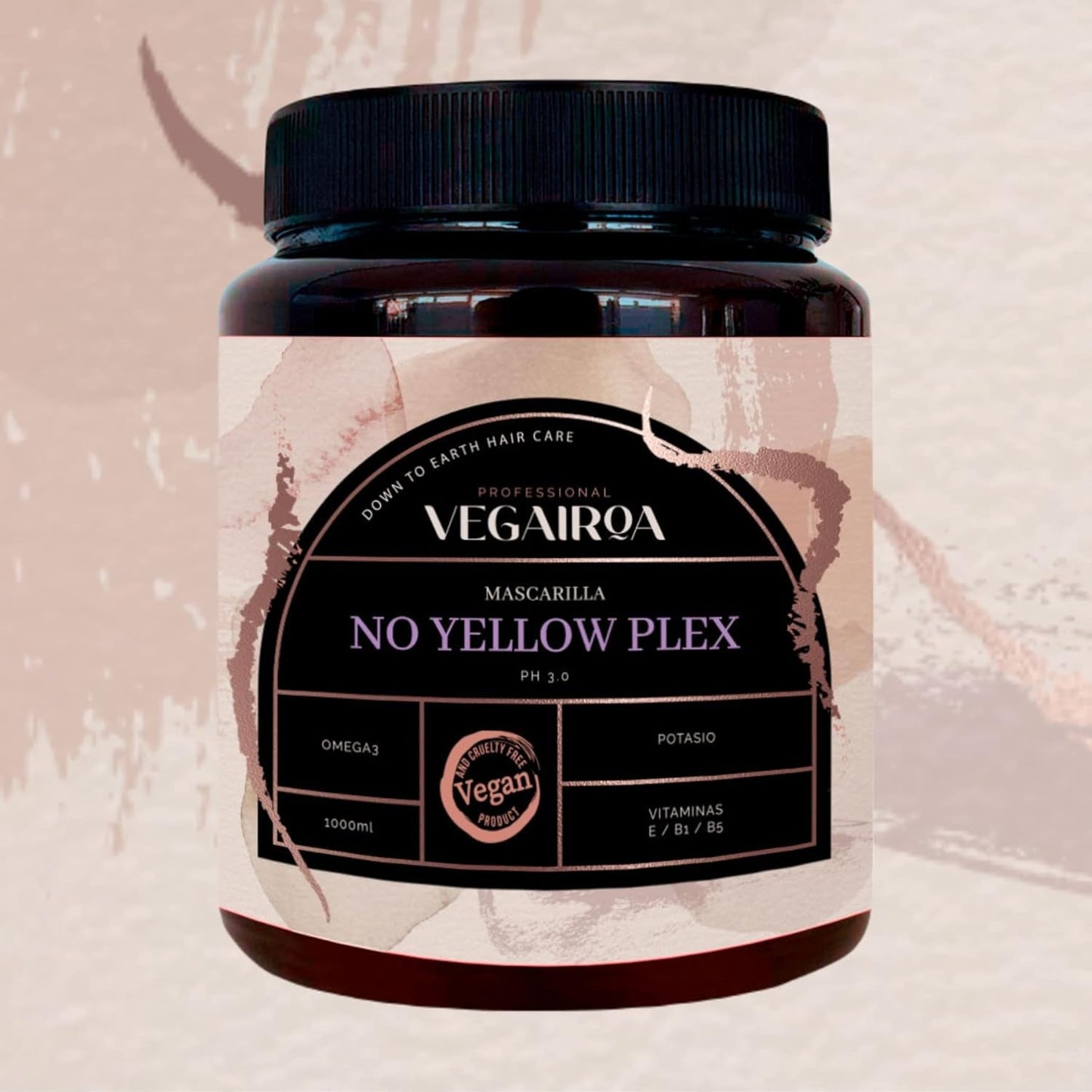 VEGAIROA - No Yellow Plex Mask - Neutraliserend masker voor gele en oranje tinten - Hydraterende verzorging - Violet pigment - Professioneel veganistisch haarproduct - 1000 g Naty Shop haarmasker