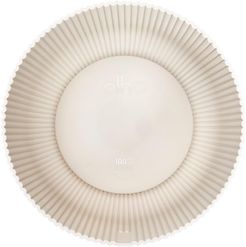 elho Vibes Fold Bowl 25 - Bloempotten voor binnen - 100% gerecycled plastic - Ø 24,9 x H 12,1 cm - Wit/Wit linnen