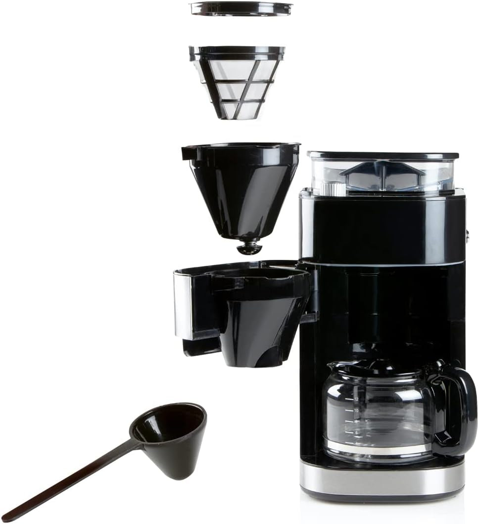 DOMO DO721K Espressomachine "Grind and Brew" - Bean-to-Cup-functie - LCD-display - Voor gemalen koffie of hele bonen - 1,5 L