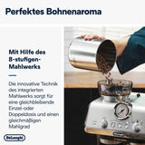 De'Longhi La Specialista Arte EC9155.MB portafilter espressomachine met molen, 8 maalstanden, 15 bar druk, 3 temperatuurstanden, melkopschuimer, 1550W, 1,7L tank, RVS/zwart, inclusief barista kit