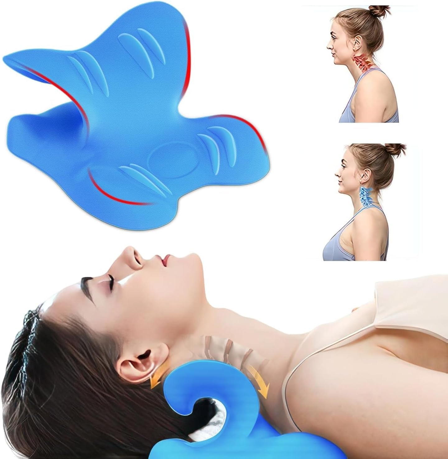 Nekstretcher 2.0, bewolkte nek Lefaya nekstretcher Orthopedische testwinnaar Nekstretcher om nekpijn te verlichten Premium nekbult Nekwolk corrigeert houding (blauw) Cervicale orthopedische kussens Naty Shop Standaardtitel
