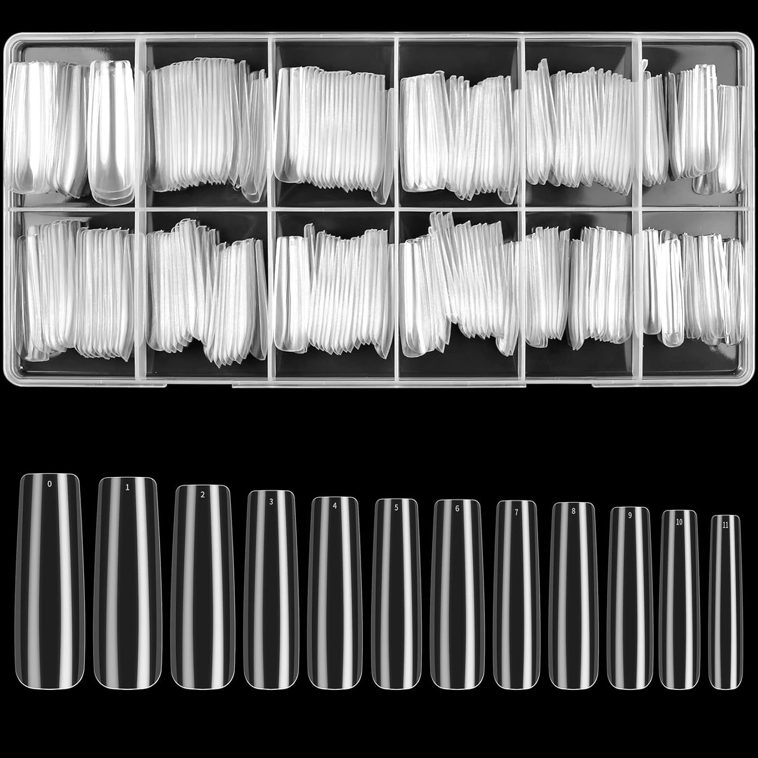 240 stuks heldere kunstnagels, valse nageltips, volledige dekking lange nagels, ballerina nageltips, volledige dekking Franse nageltips voor manicure