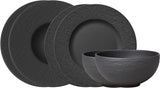 Villeroy & Boch Manufacture Rock Startset, 6-delig, Zwart, Vaatwasmachinebestendig, Magnetronbestendig, Matzwart Serviesje, Servies, Bestek, Premium Porselein