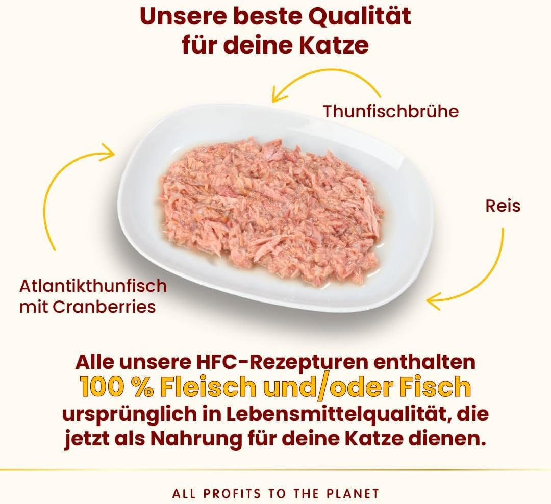 Almo Nature HFC Urinary Help - Nassfutter für Katzen - Unterstützung für die Harnwege - Atlanticr Tunfisch & Cranberries - Human Grade, Monoproteïne, Glutenvrij - 24x50g