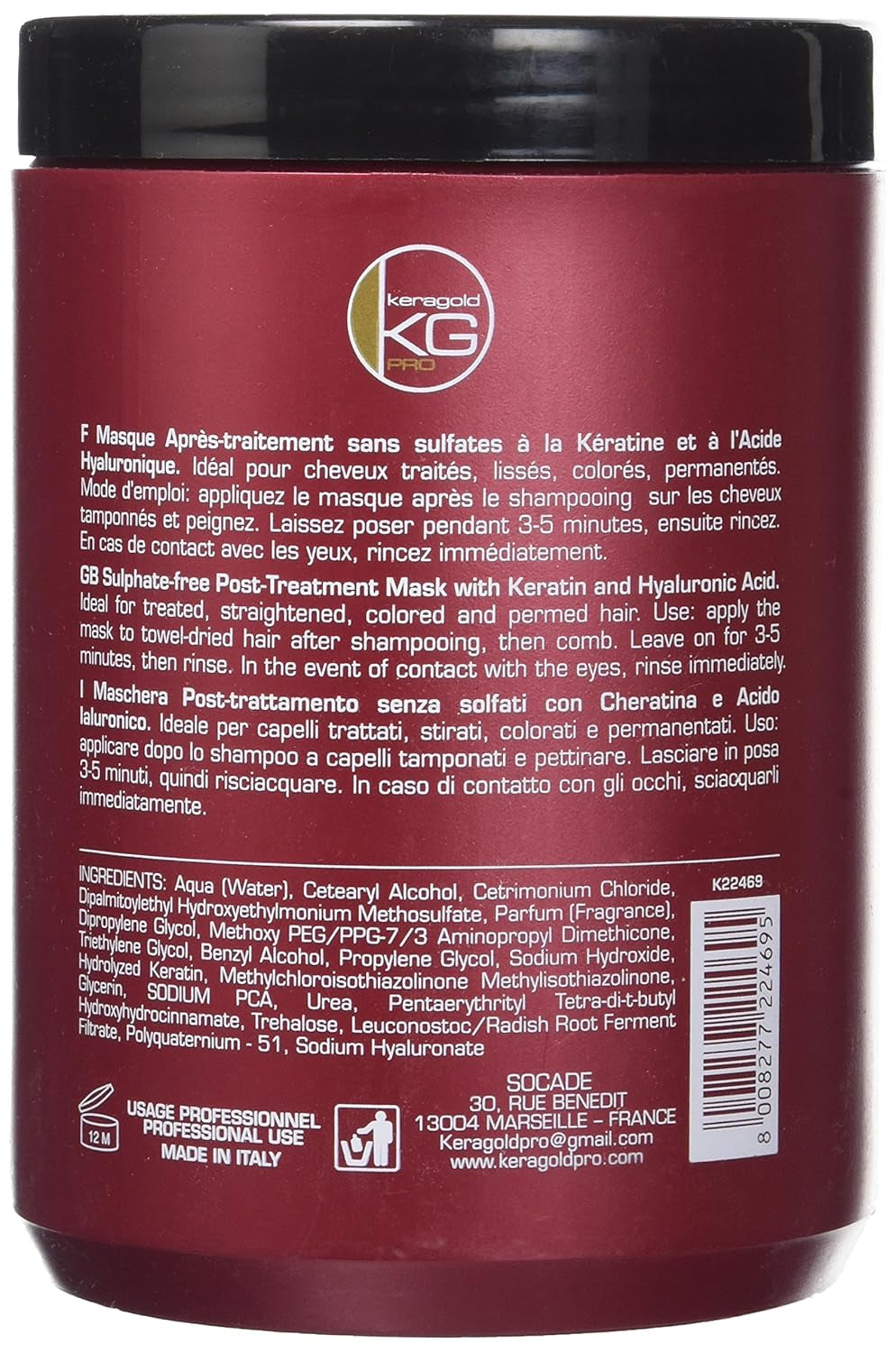 DD Sulfaatvrij masker, keratine/hyaluronzuur, 1 liter Naty Shop haarmasker