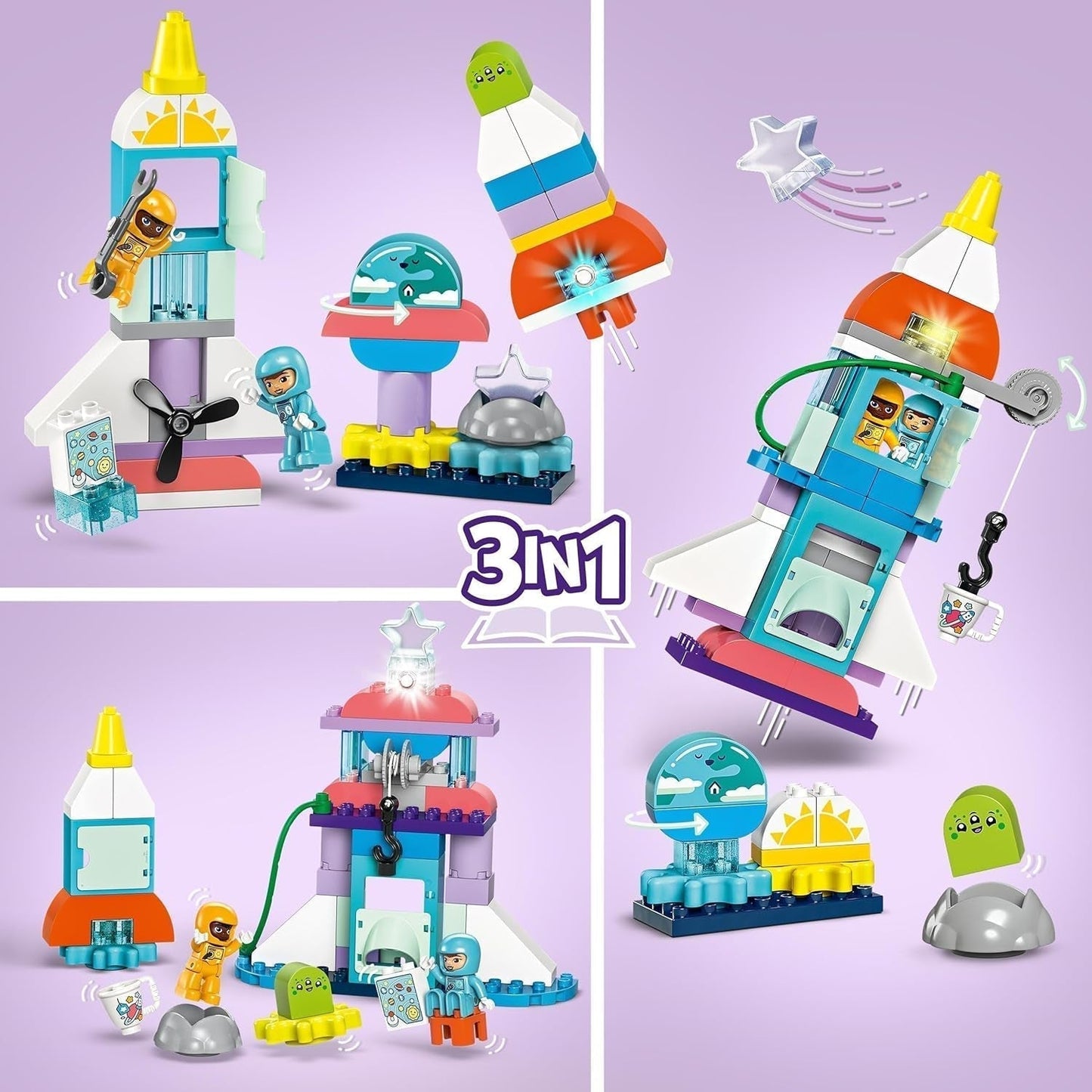 LEGO DUPLO 3-in-1 Space Shuttle Veel avontuur Ruimteset Raketspeelgoed voor kinderen Bouwwetenschapspeelgoed Vroege ontwikkelingsmotorische vaardigheden Cadeau voor 3-jarigen 10422 Bouwsets bij LEGO-Store
