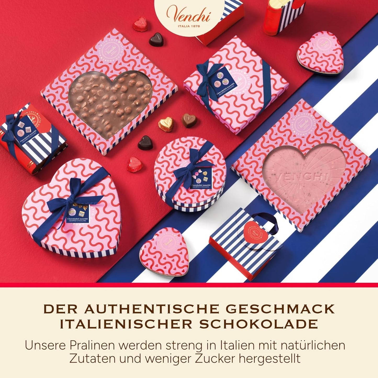 Venchi - Doos met 9 verschillende chocolaatjes, 175 g, glutenvrij, zonder kunstmatige kleurstoffen of bewaarmiddelen, cadeau-idee voor Valentijnsdag