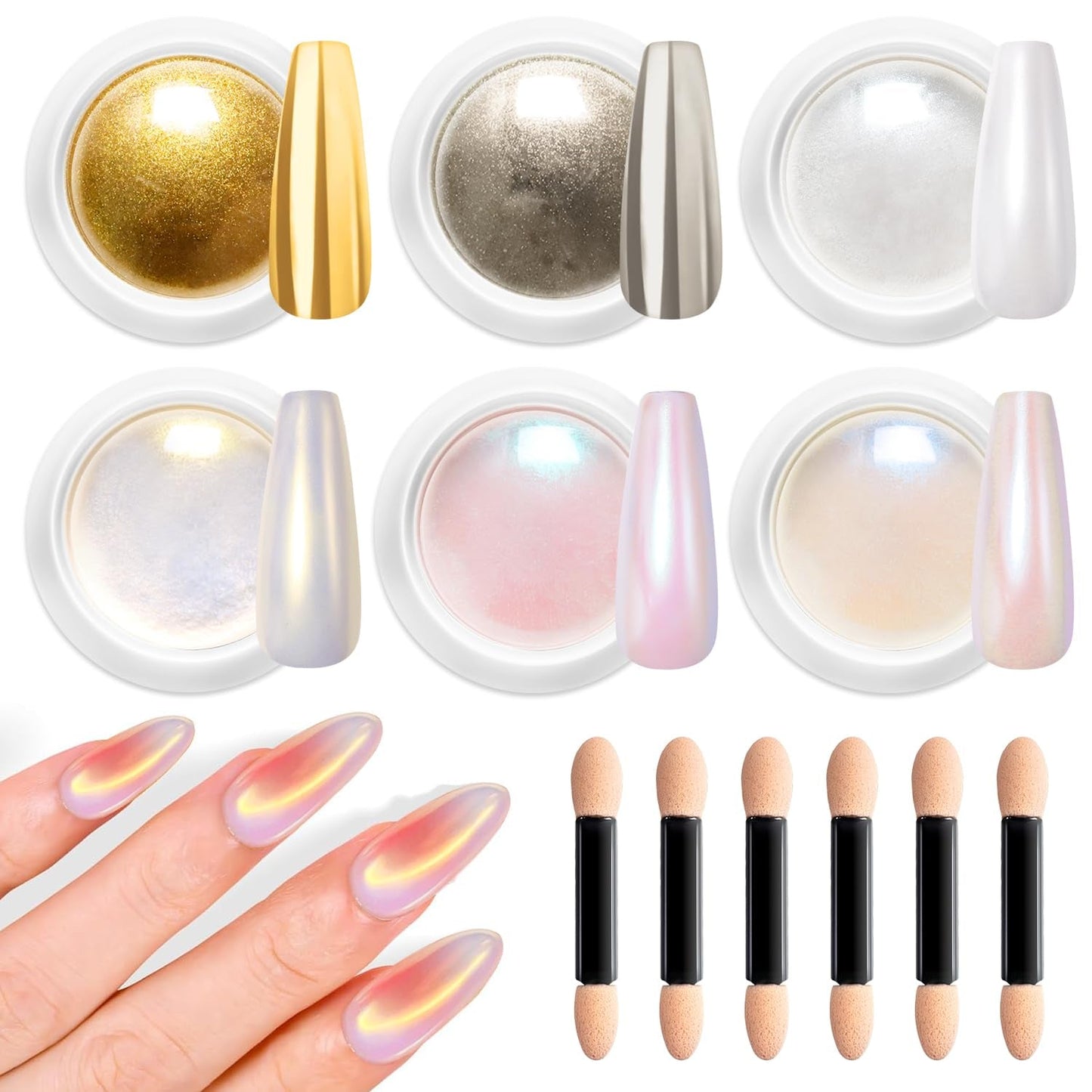 BISHENGYF Rose Gold Chrome Nail PowderNeue Upgrade Grosse Kapazitä Chrom PulverSuper-spiegeleffect Metall Mirror Chrome Powder – Neon Glassy Pearl Effect Glitter Nagelkunst Poeder voor DIY Salon