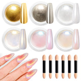 BISHENGYF Rose Gold Chrome Nail PowderNeue Upgrade Grosse Kapazitä Chrom PulverSuper-spiegeleffect Metall Mirror Chrome Powder – Neon Glassy Pearl Effect Glitter Nagelkunst Poeder voor DIY Salon