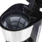 Emerio CME-122933, Filterkoffiezetapparaat, 1,25L voor maximaal 10 koppen verse koffie, permanent uitneembaar filter, antidruppelfunctie, glazen karaf, automatische uitschakeling, 1000 watt, zwart/zilver