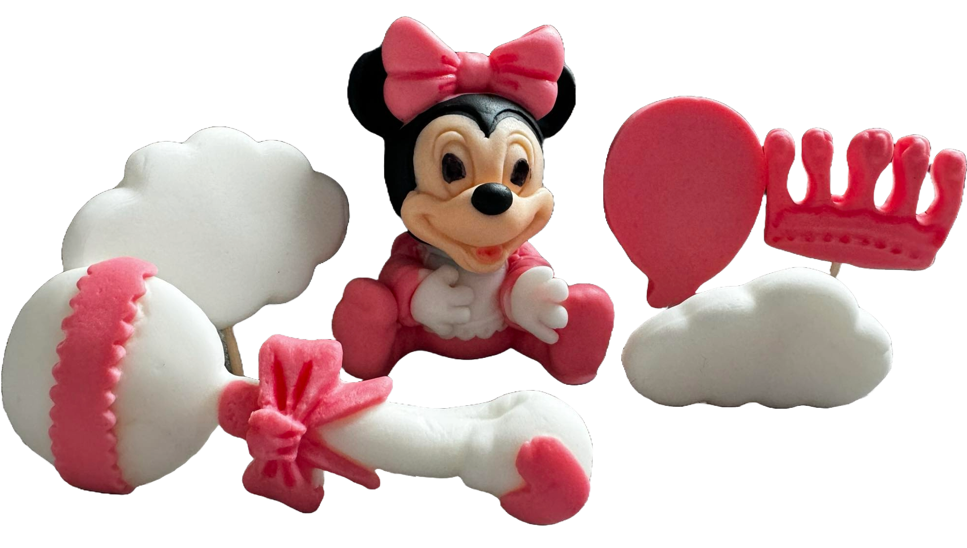 Set van 6 eetbare suikerdecoraties, Minnie Mouse Sugar Paste Decorations Naty Shop