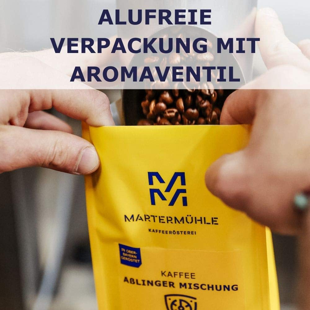 Martermühle Sterke Espressocrème 500g | Arabica/Robusta | Smaken: Donkere cacao, hazelnoot | Licht gebrande hele espressobonen, lage zuurgraad