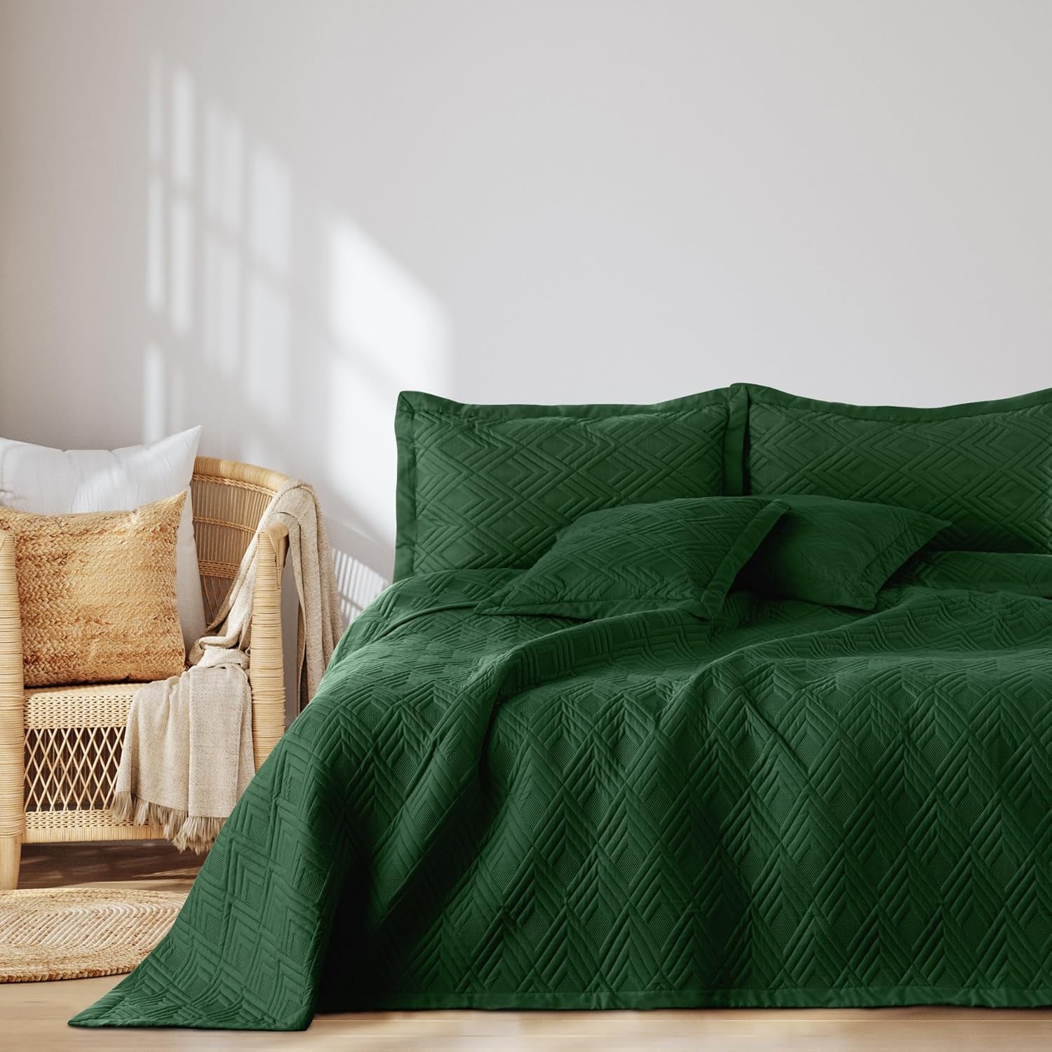 Ameliahome Sprei 170X210 Cm Dubbelzijdige sprei Ultrasoon Quilten Polyester Ophelia Donkergroen Bedden en Dekens Besuche den AmeliaHome-Store Ophelia Donkergroen 170X210 Cm